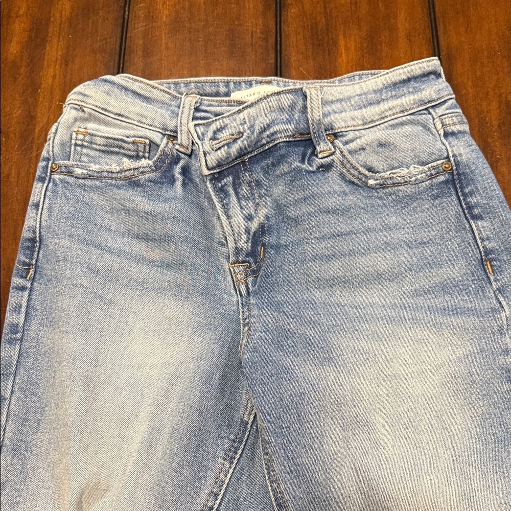 Altar'd State Light Blue Distressed Straight Leg Jeans - Picture 3 of 7